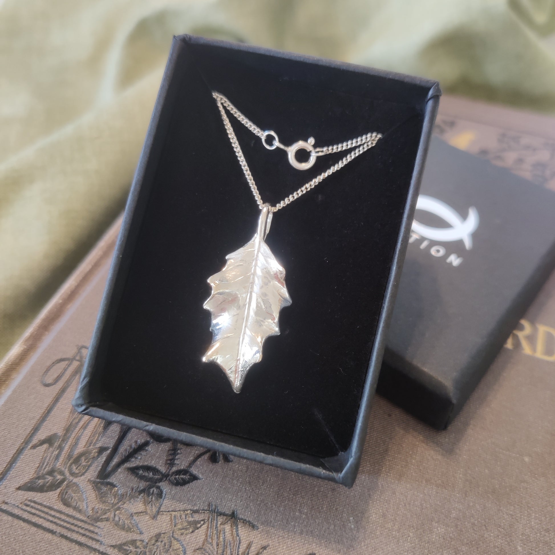 925 leaf necklace in our signature gift box 