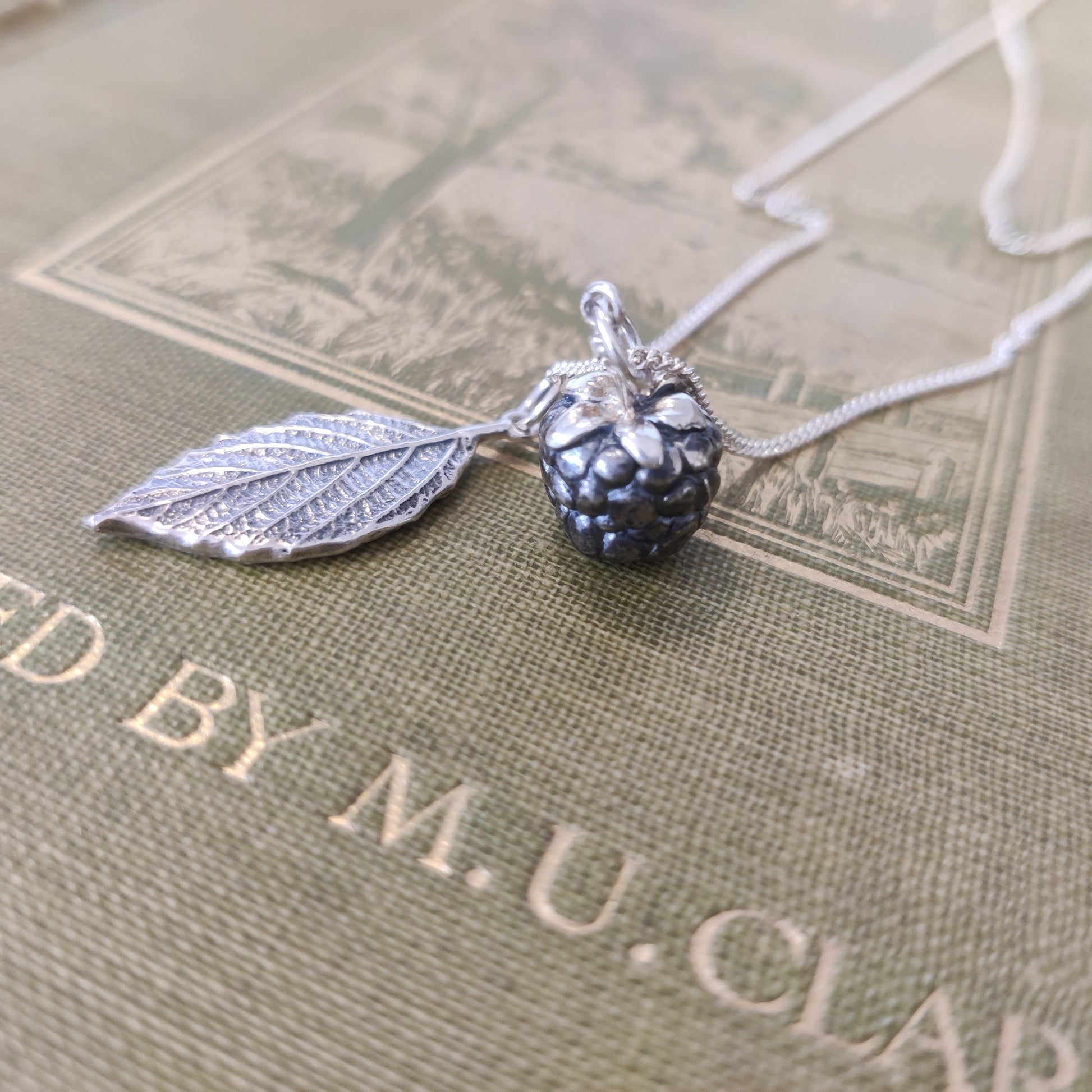 Blackberry charm necklace, handmade in sterling silver by Notion Jewellery.
