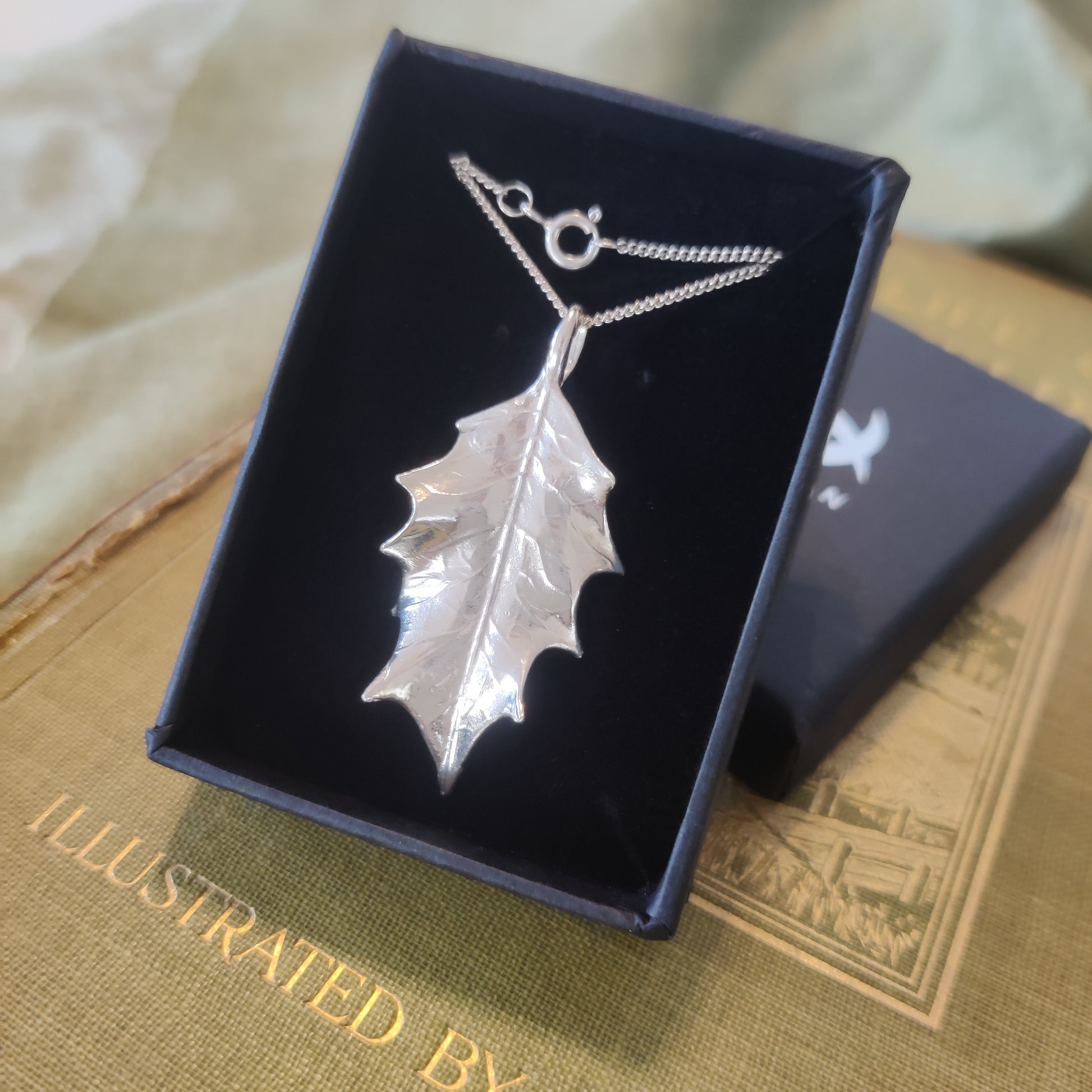 Large leaf pendant in sterling silver