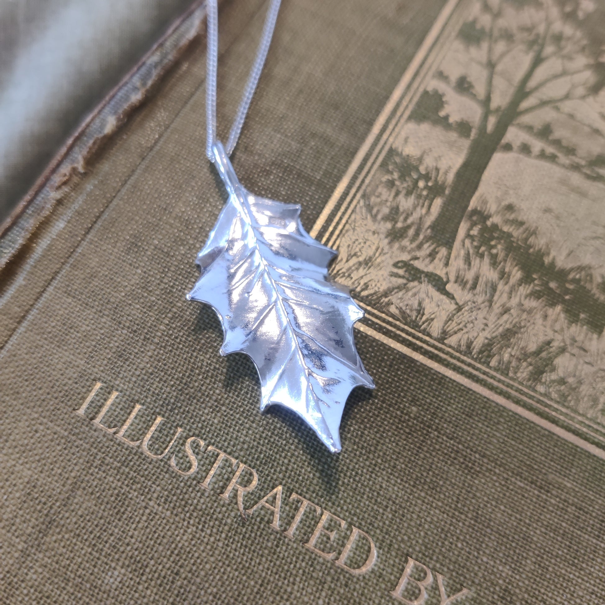 Large leaf pendants handcrafted in sterling silver