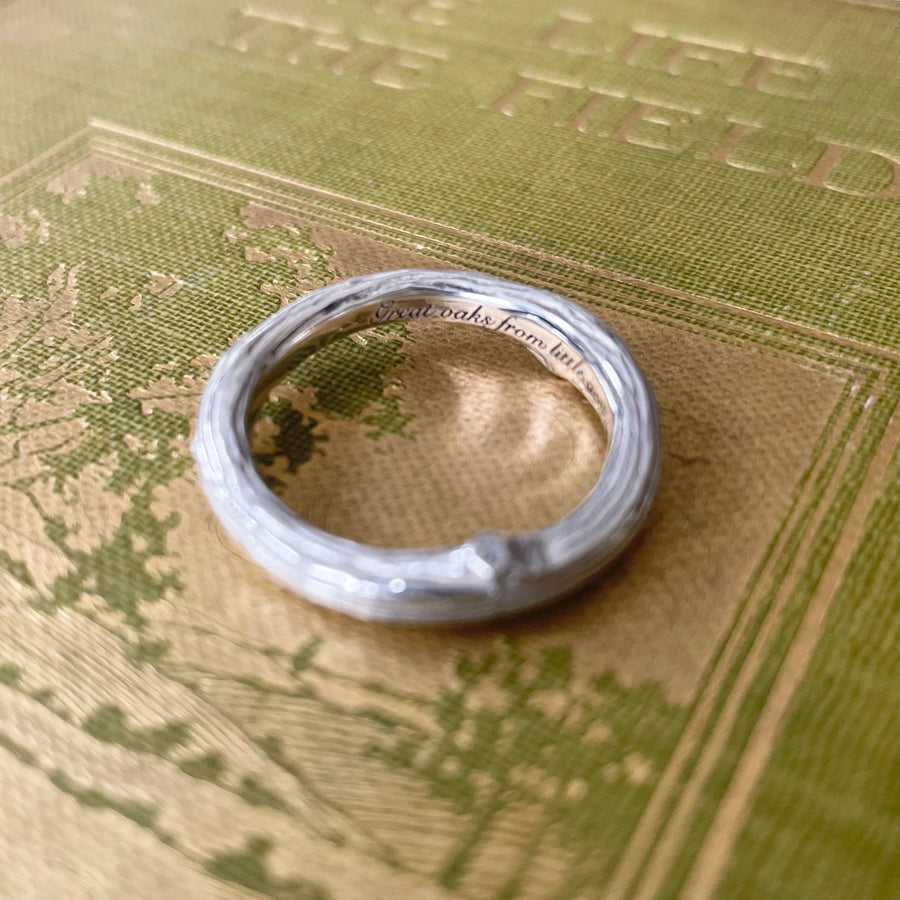 Sterling silver twig rings handmade by Notion Jewellery