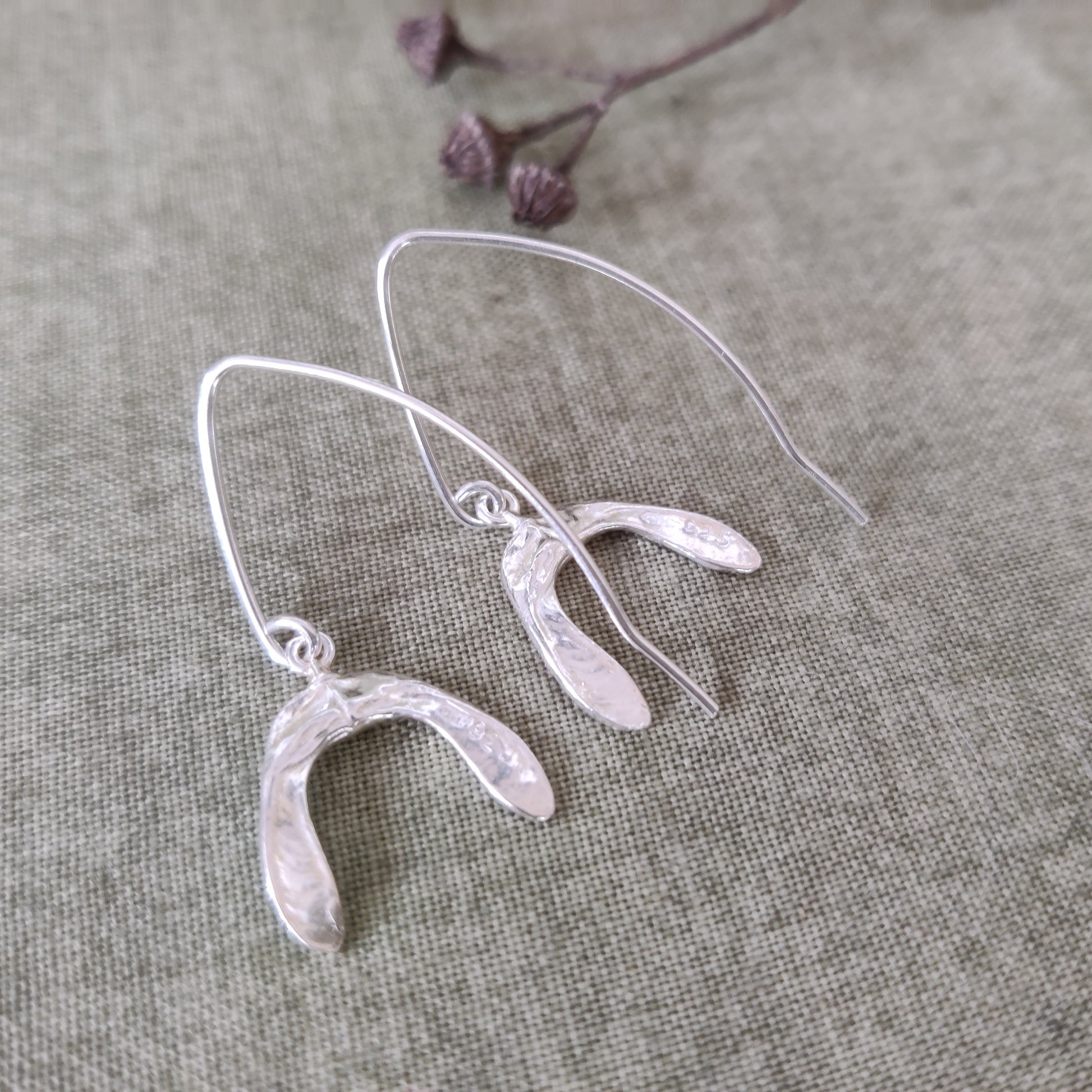 Sycamore silver drop earrings by Notion Jewellery