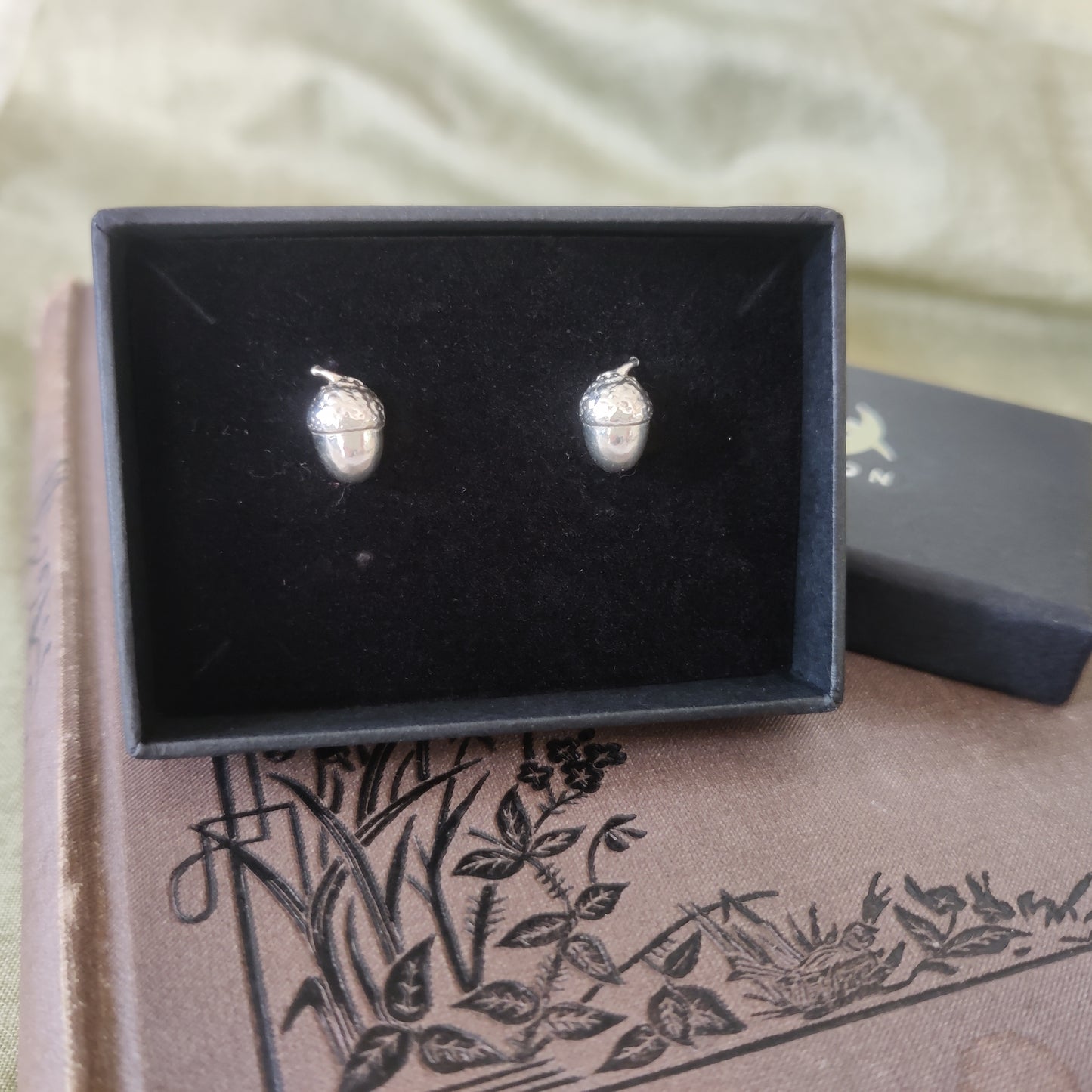 women's acorn stud earrings in a gift box
