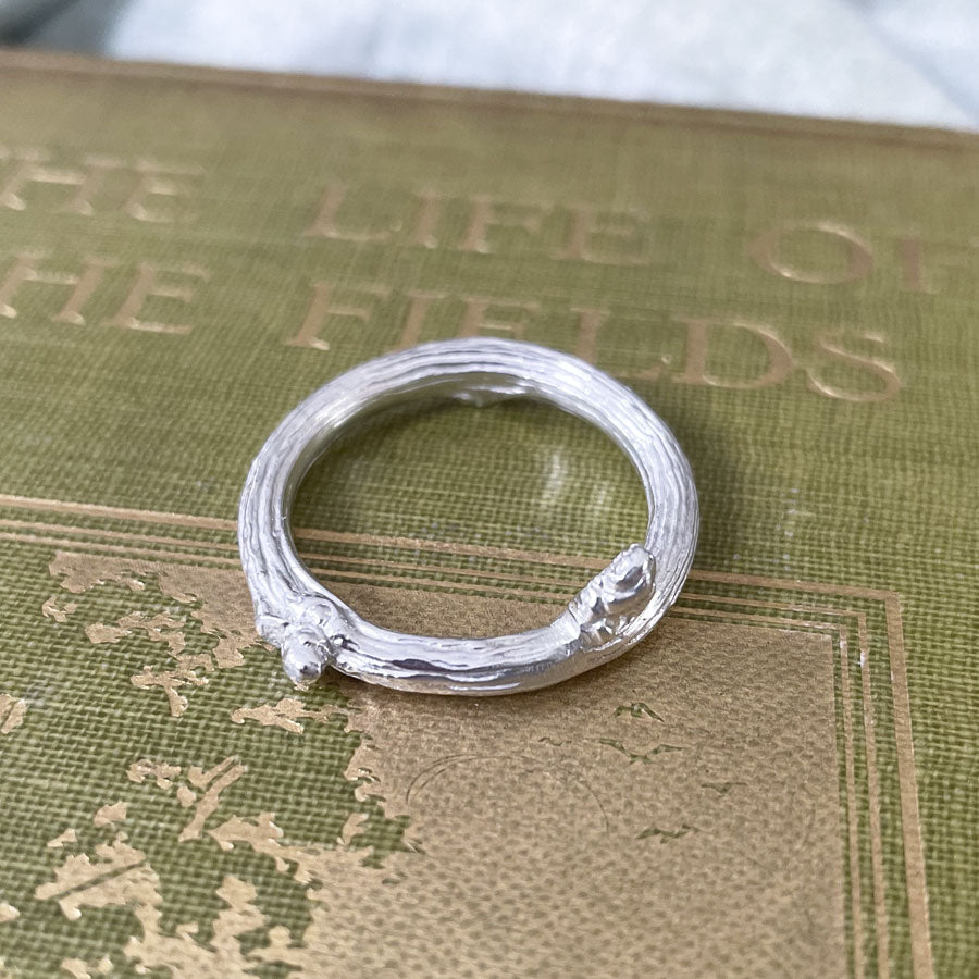Extra wide oak twig ring with large bud by Notion Jewellery