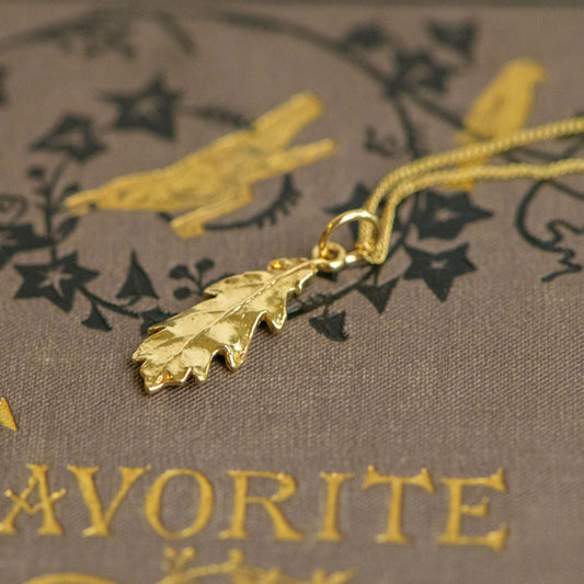 9ct gold oak leaf necklace by Notion Jewellery