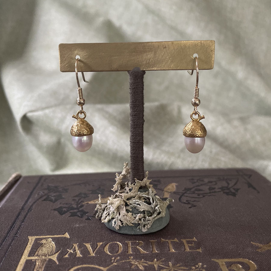 acorn pearl drop earrings