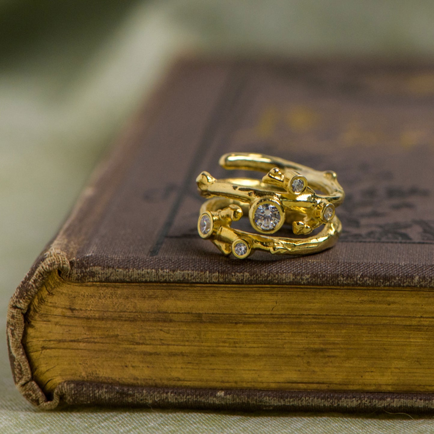Handcrafted yellow gold diamond cluster ring by Notion Jewellery