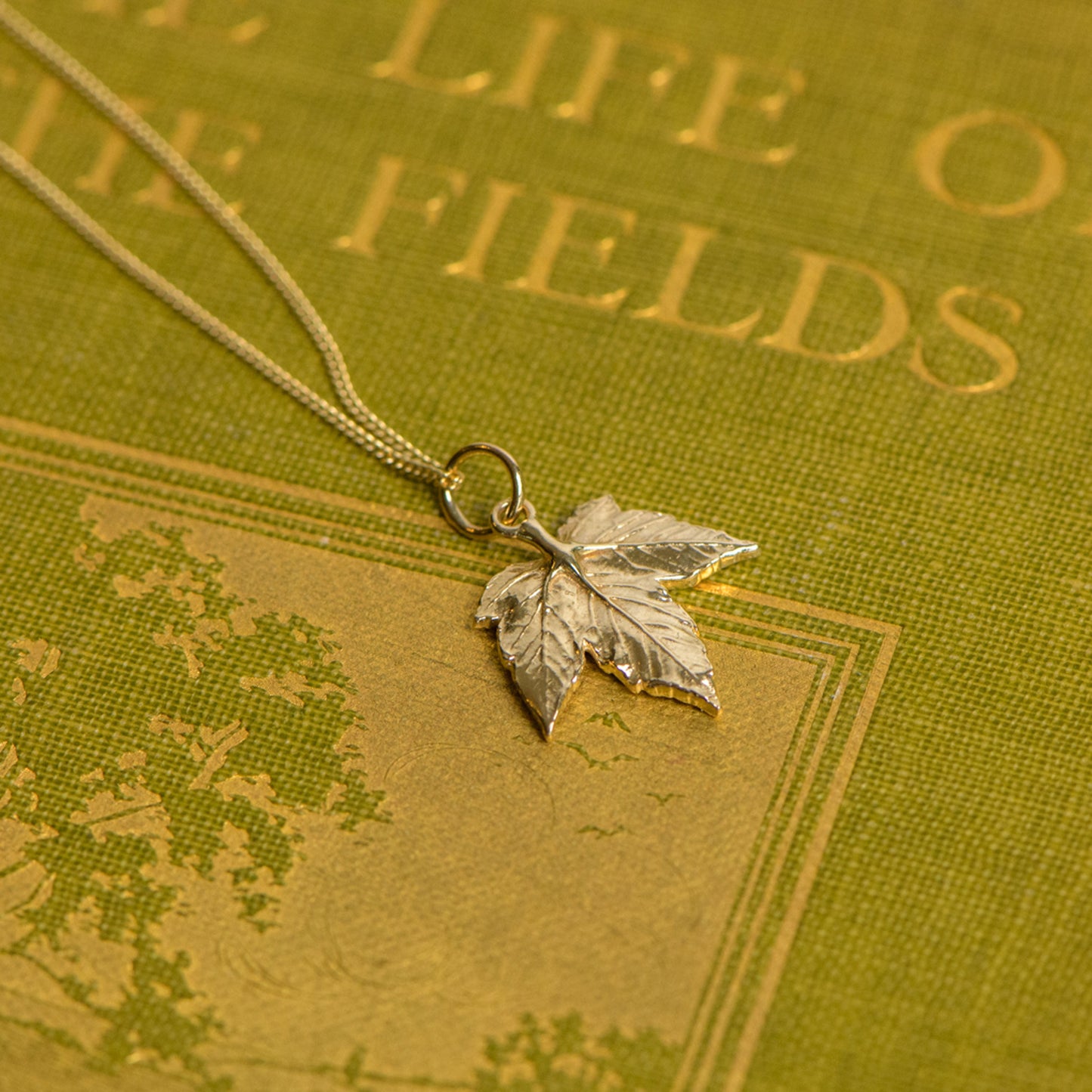 9ct gold sycamore leaf pendant by Notional Jewellery