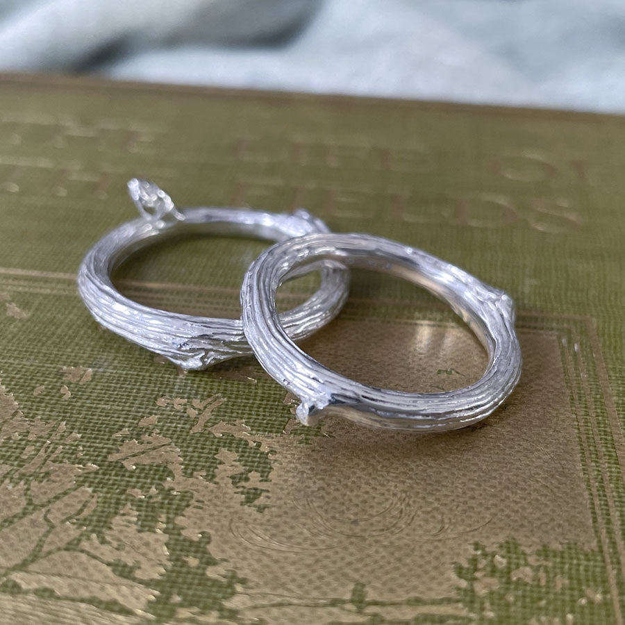 Extra wide oak twig rings by Notion Jewellery