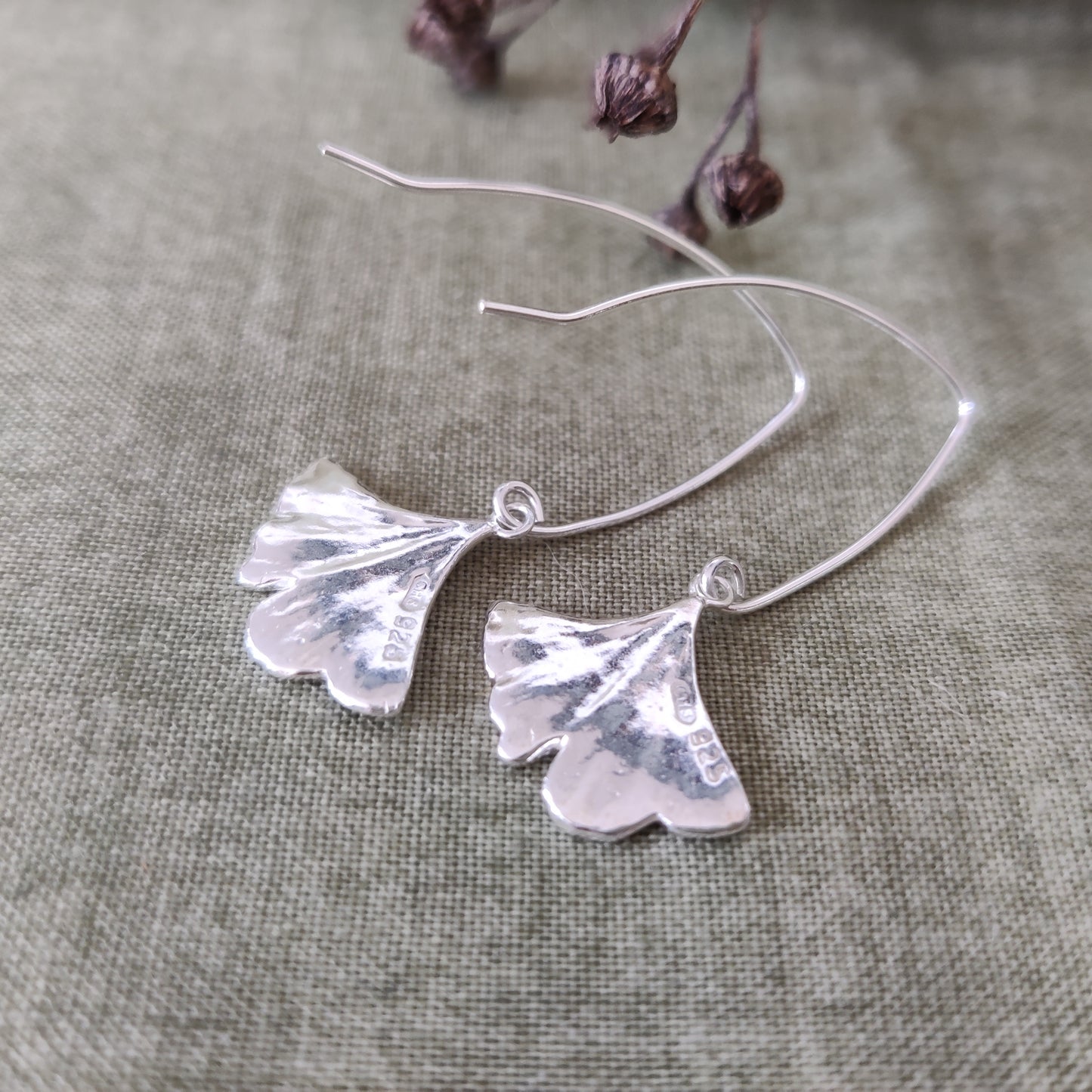 Nature inspired silver leaf earrings