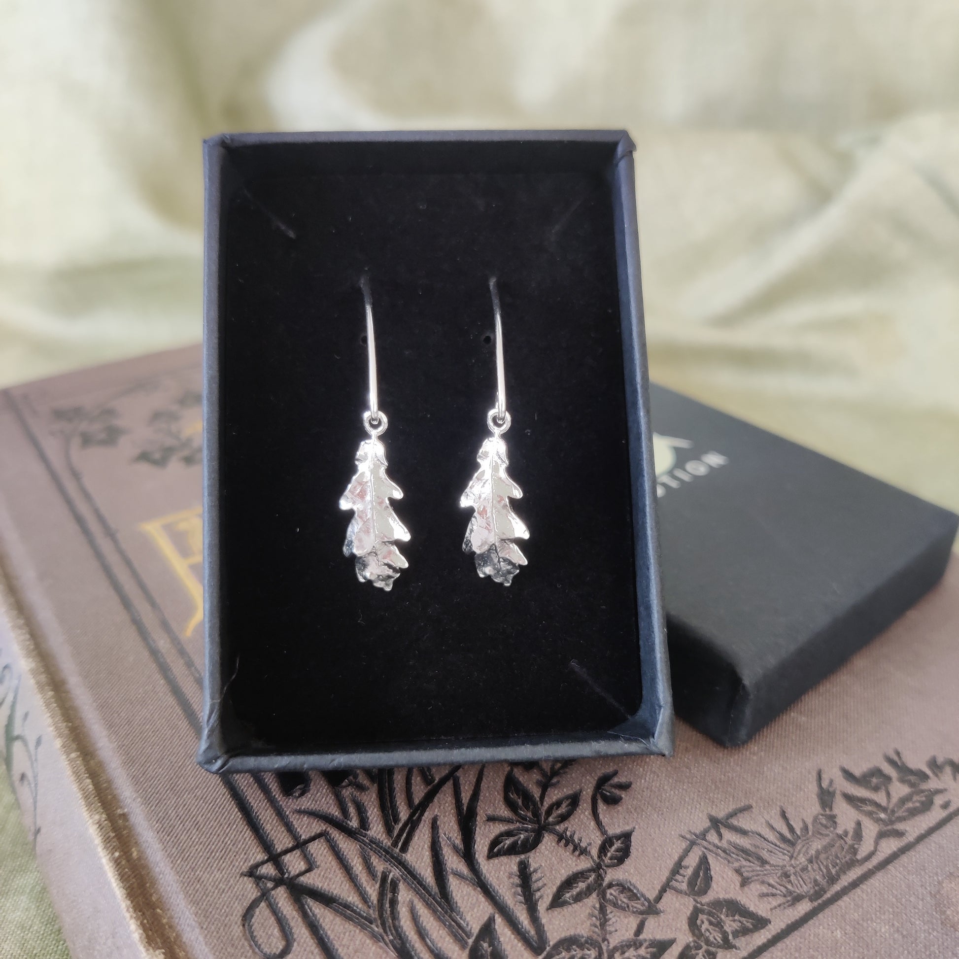 Real leaf earrings handcrafted in 925 sterling silver
