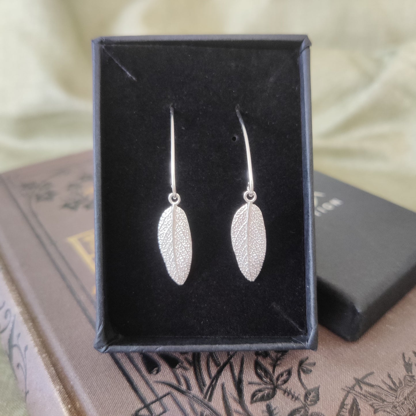 silver earrings leaf by Notion Jewellery
