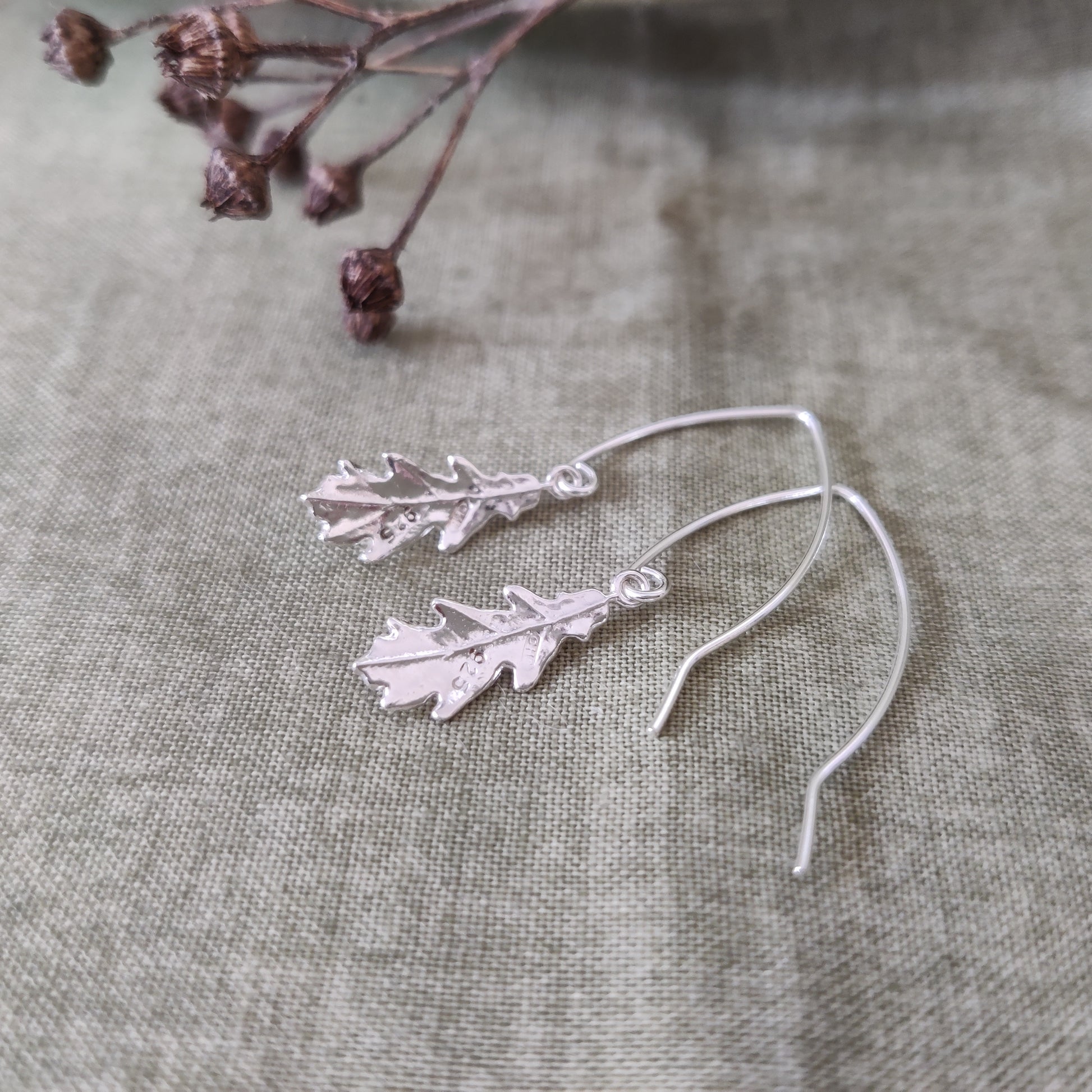silver leaf drop earrings by Notion Jewellery