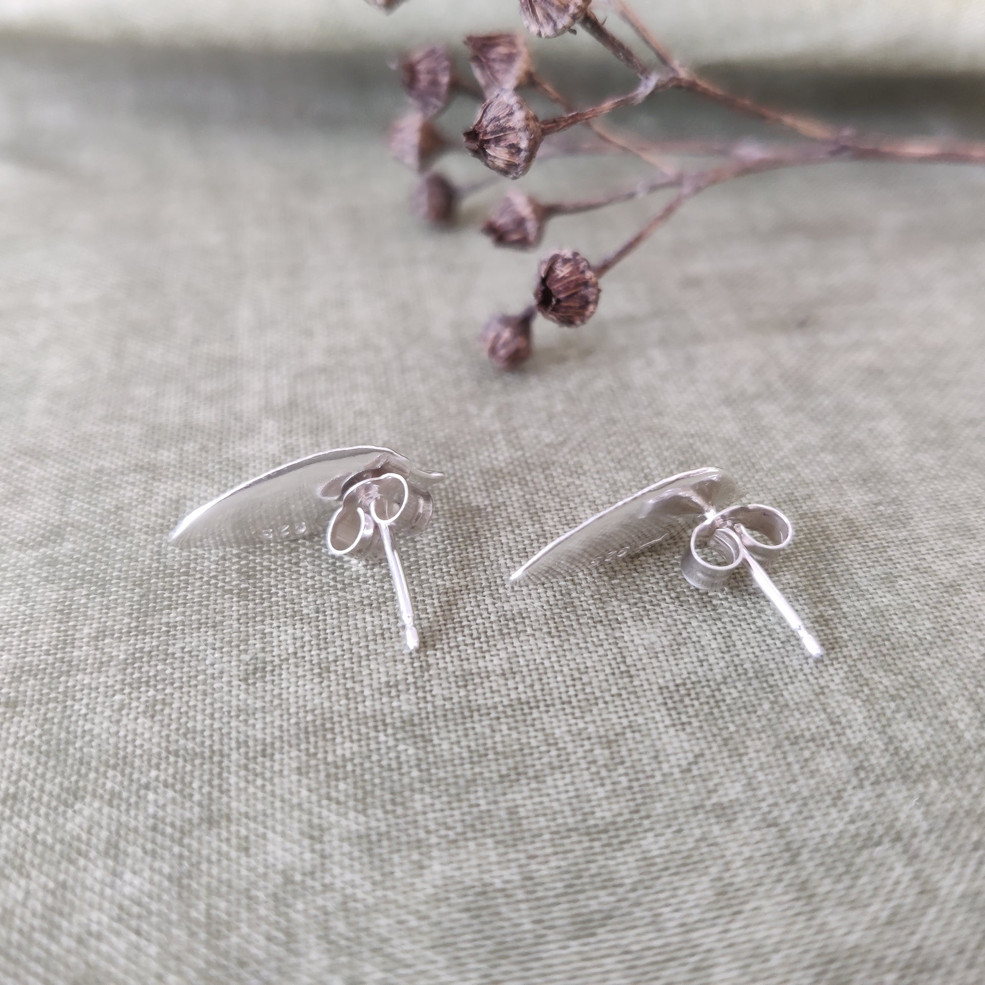 woodland inspired silver stud earrings by Notion Jewellery