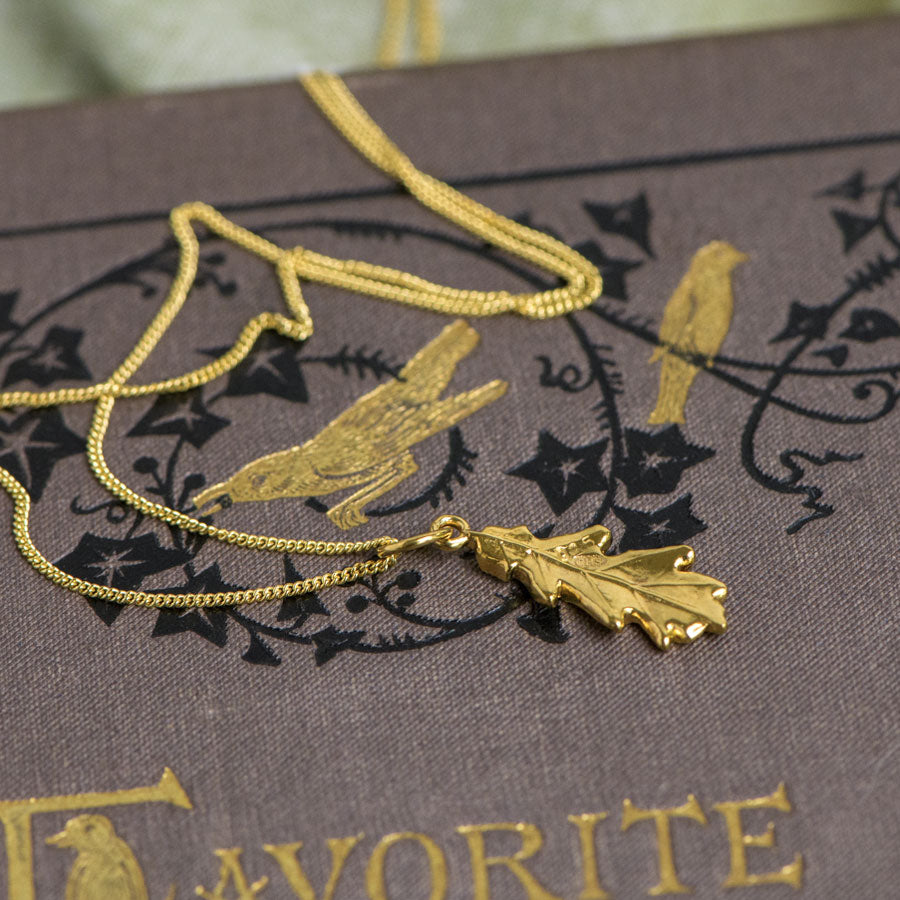 Small 18ct Gold Vermeil Oak Leaf Pendant