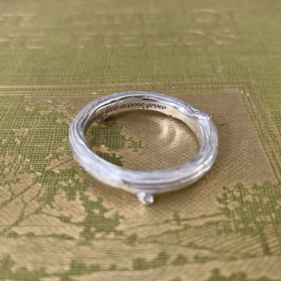 Handmade twig ring in silver by Notion Jewellery