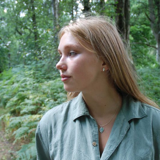 Silver Birch Pendant with Acorn stud earrings