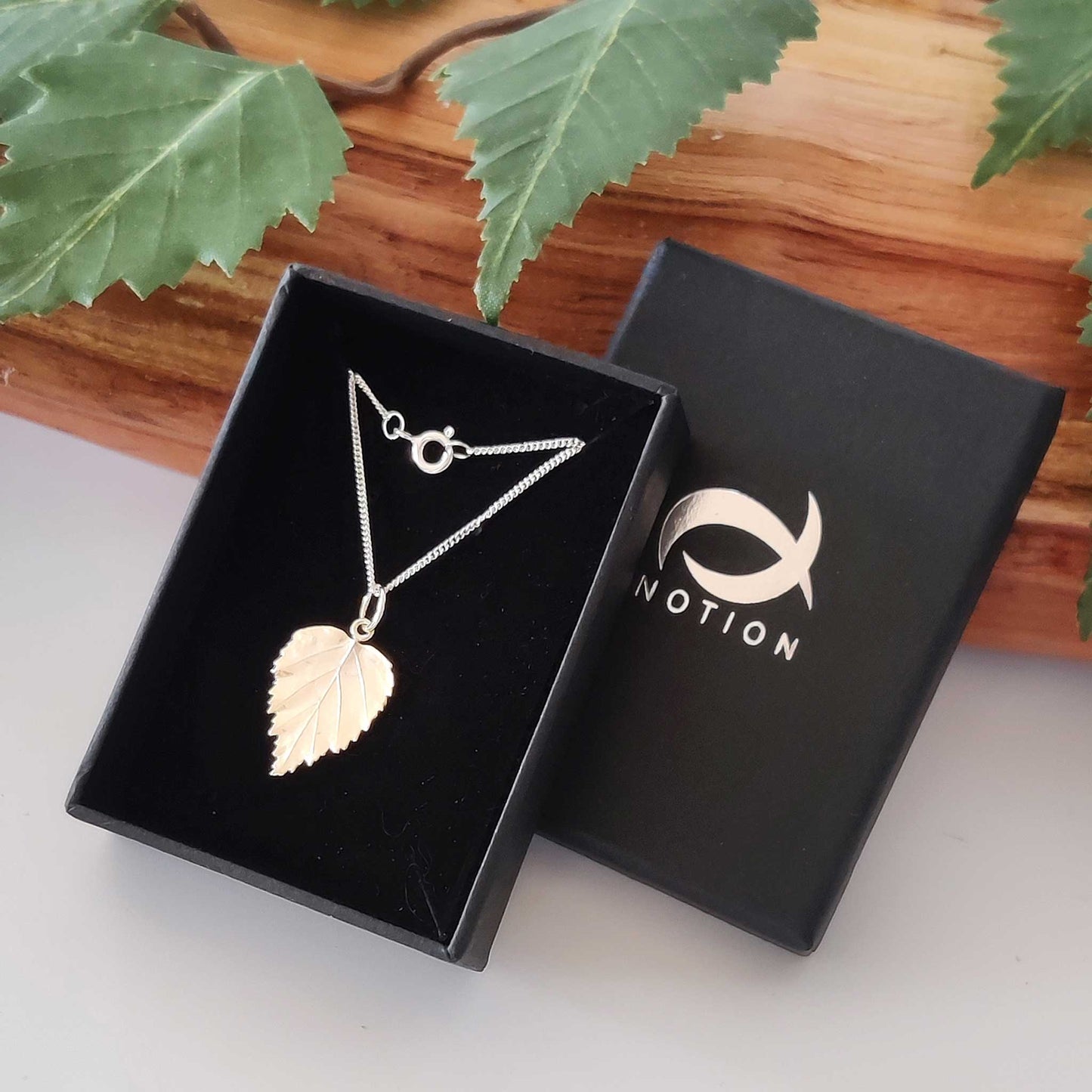 Silver Birch pendant in a box