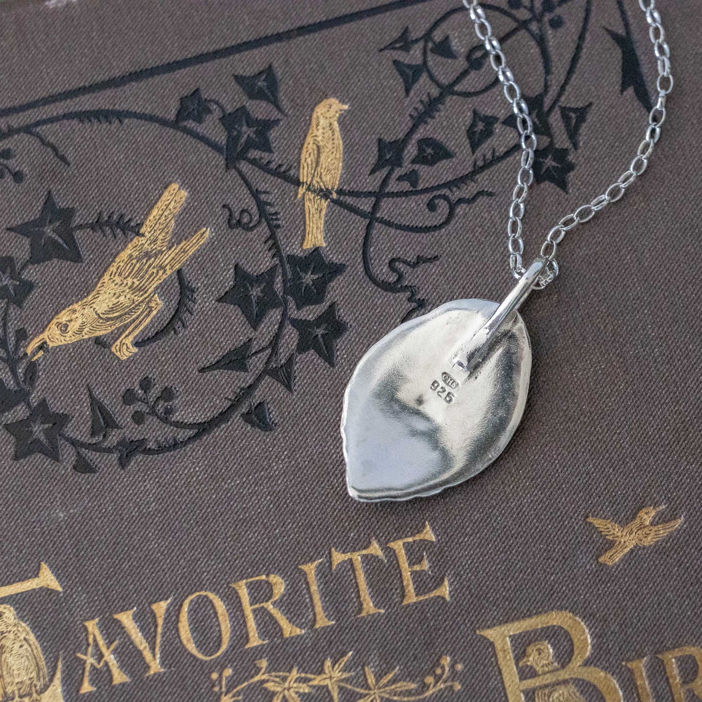 Medium Beech leaf pendant - back