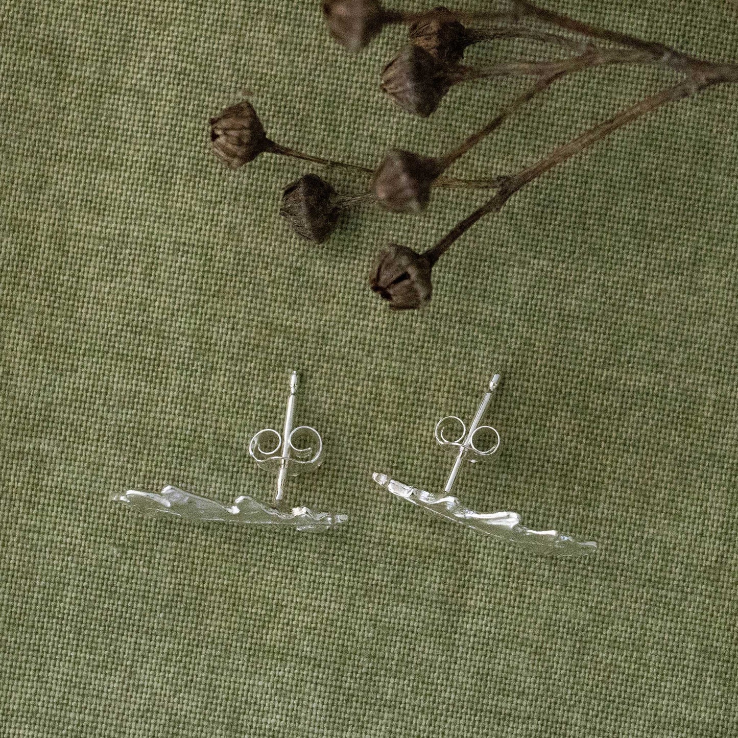 Sterling silver oak leaf studs