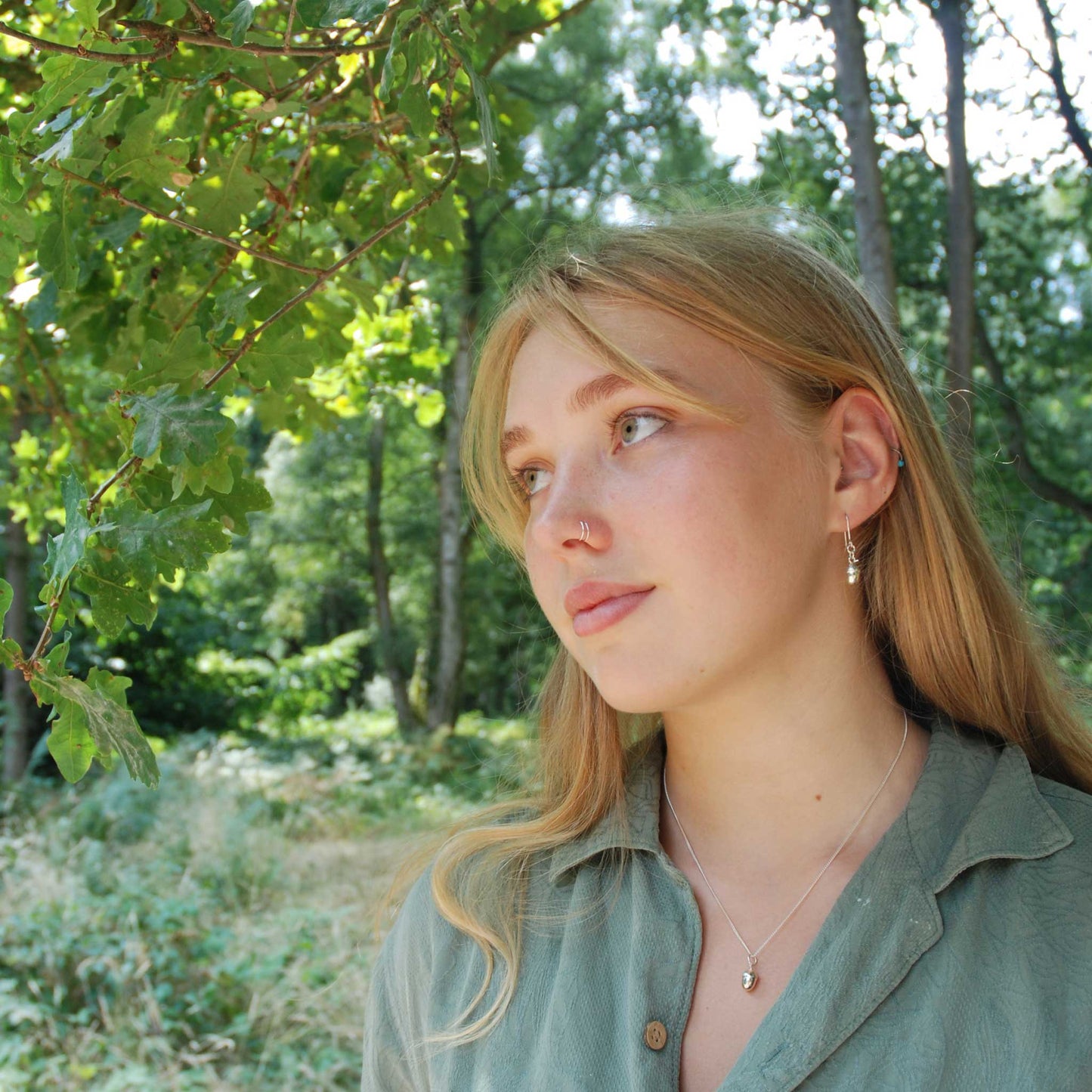 Acorn drop earrings and acorn pendant