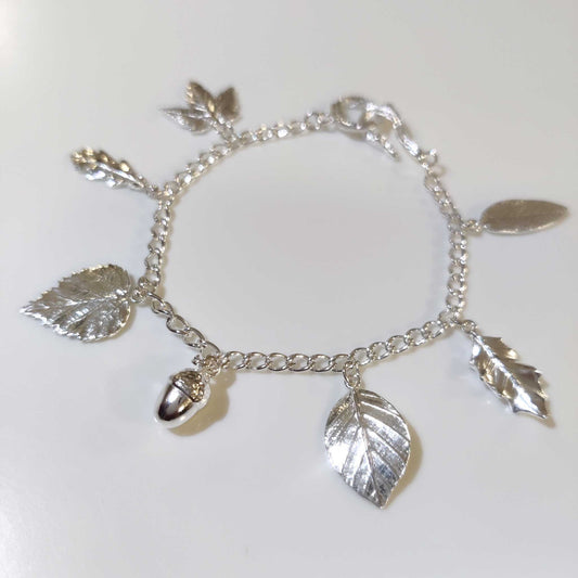 Woodland charm bracelet in sterling silver