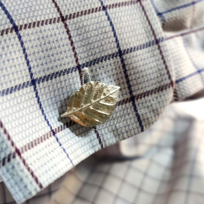 Silver Beech leaf Cufflinks - shirt