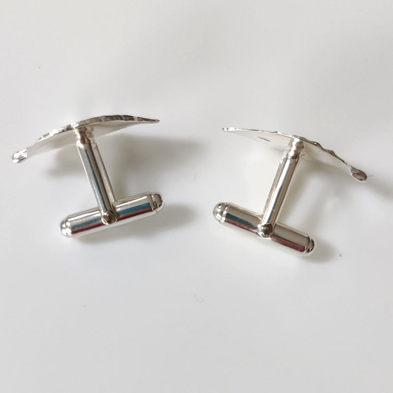 Silver Beech leaf Cufflinks - top