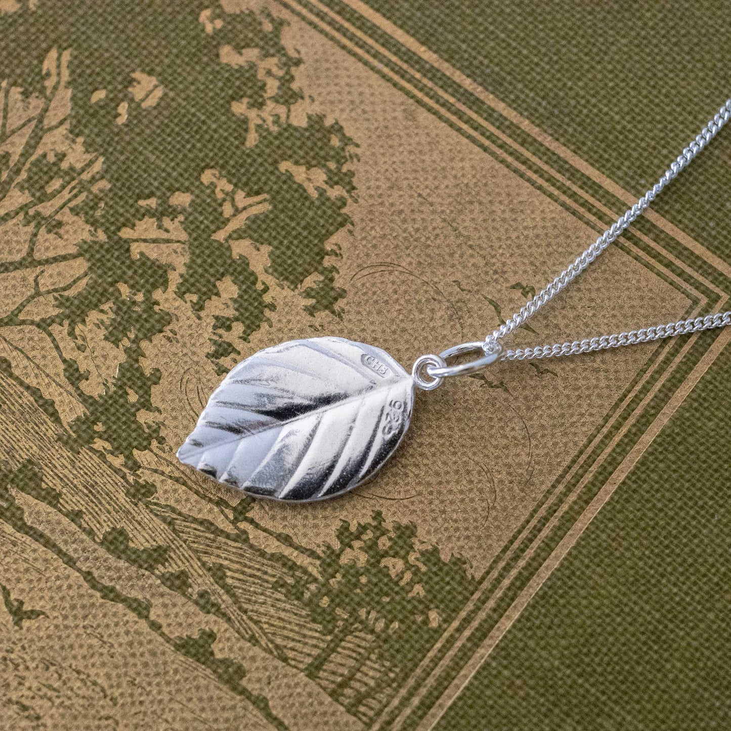 Sterling silver leaf pendant necklace