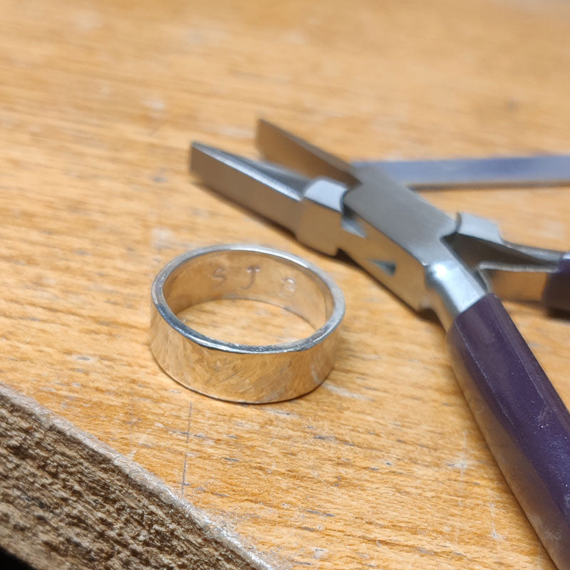 textured silver band