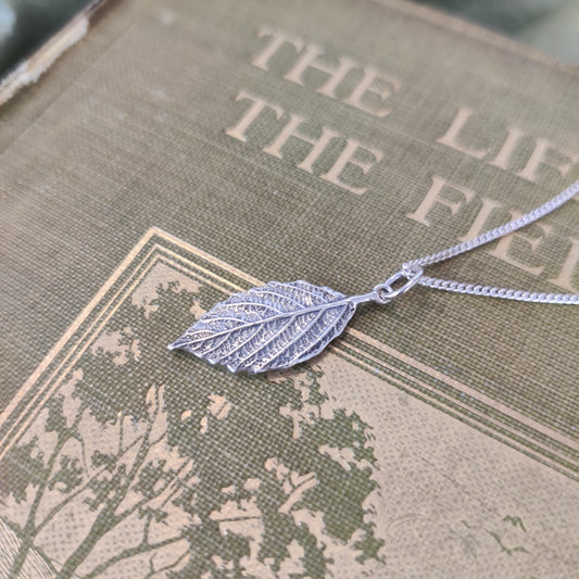 Sterling silver leaf charm on a curb chain by Notion Jewellery