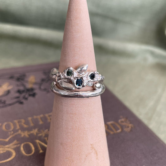 Micklefield Hall Oak Twig Bud Ring with Gemstones