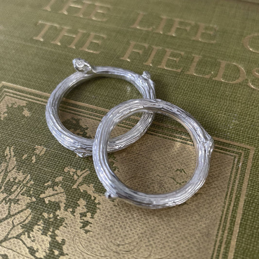 Extra wide oak twig rings by Notion Jewellery