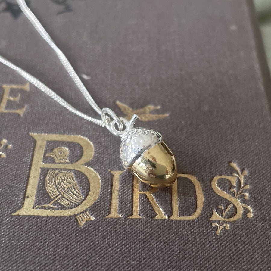 Small acorn pendant with 18ct gold vermeil nut