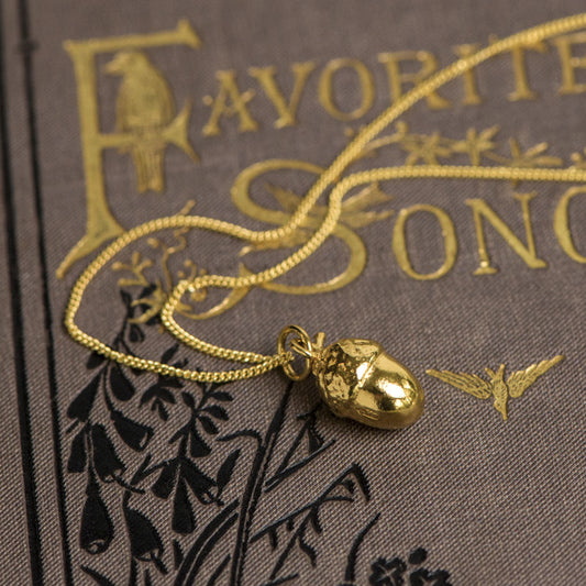 gold vermeil acorn charm necklace