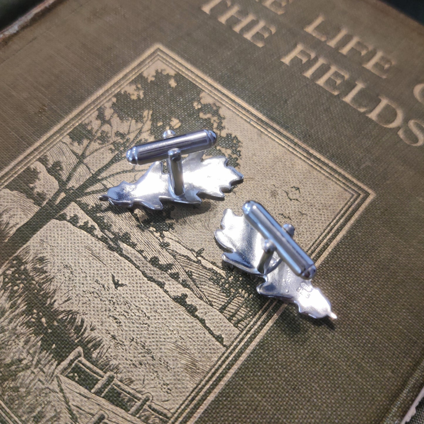 Sterling silver leaf cufflinks by Notion Jewellery