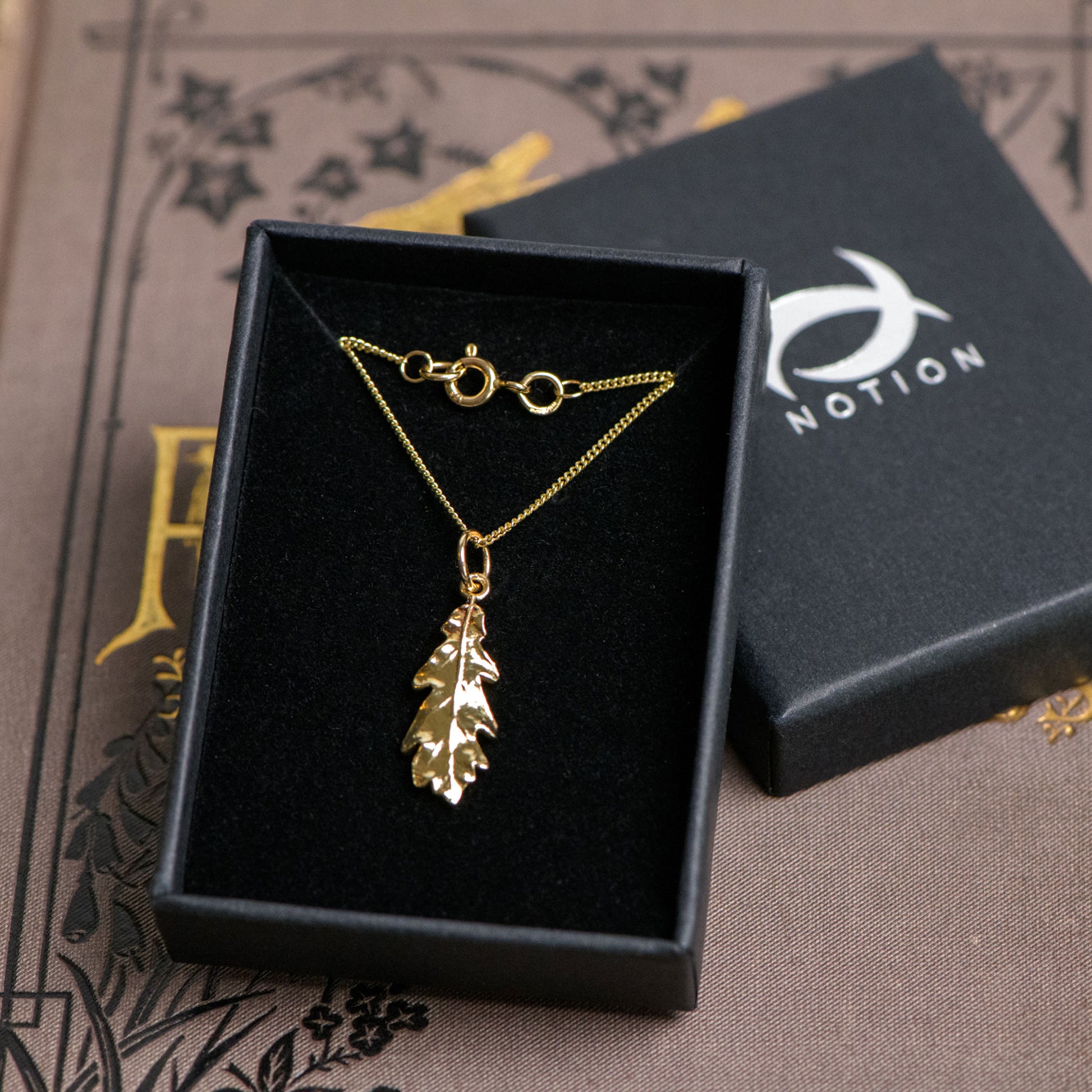 9ct gold leaf pendant by Notion Jewellery