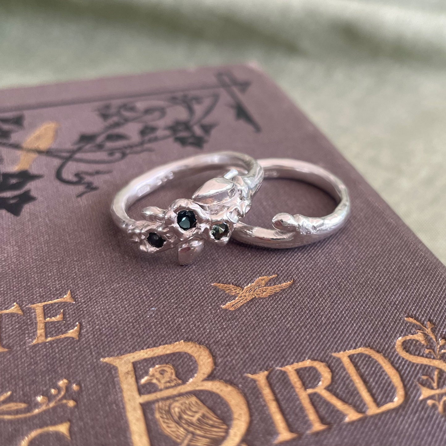 Micklefield Hall Oak Twig Bud Ring with Gemstones
