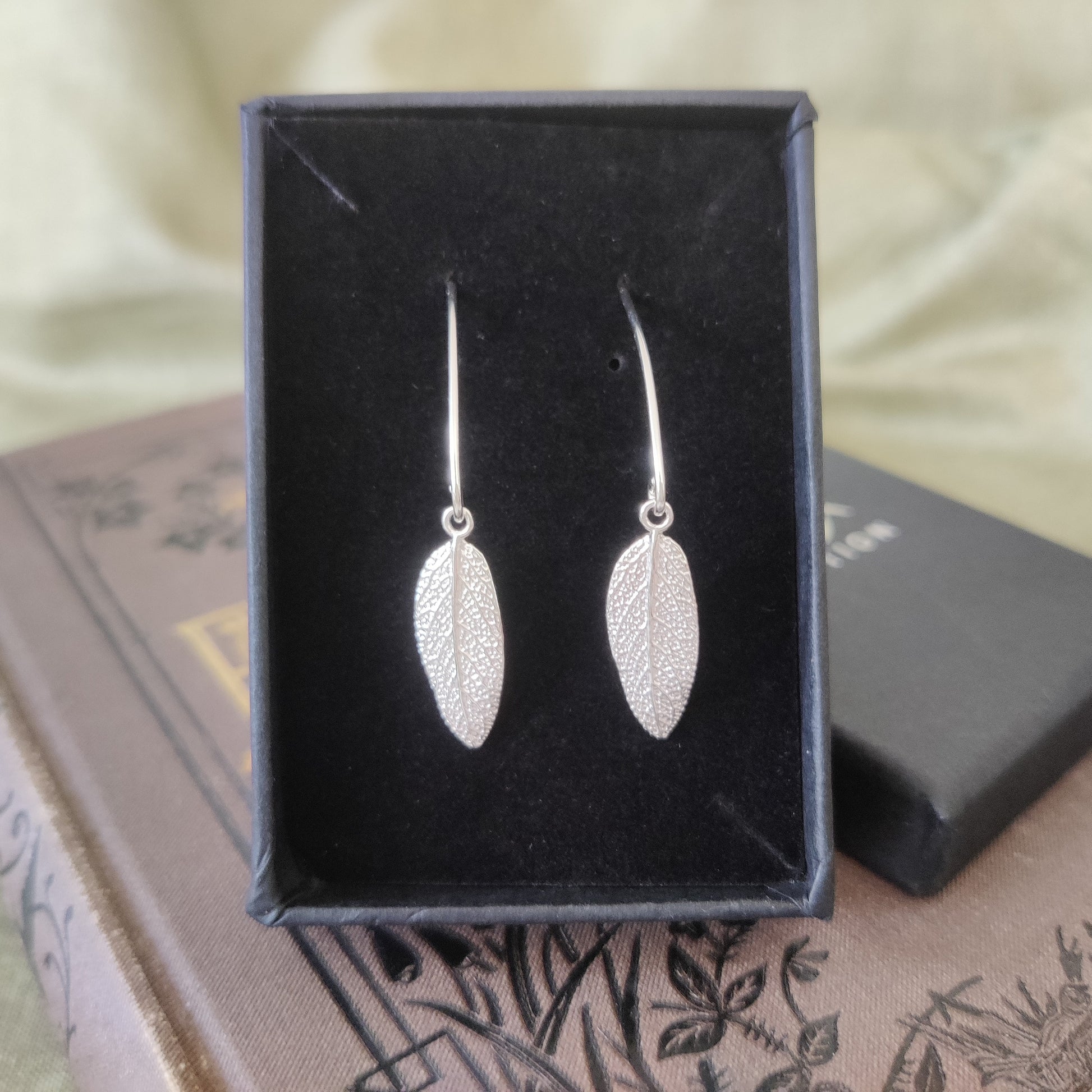 silver earrings leaf by Notion Jewellery