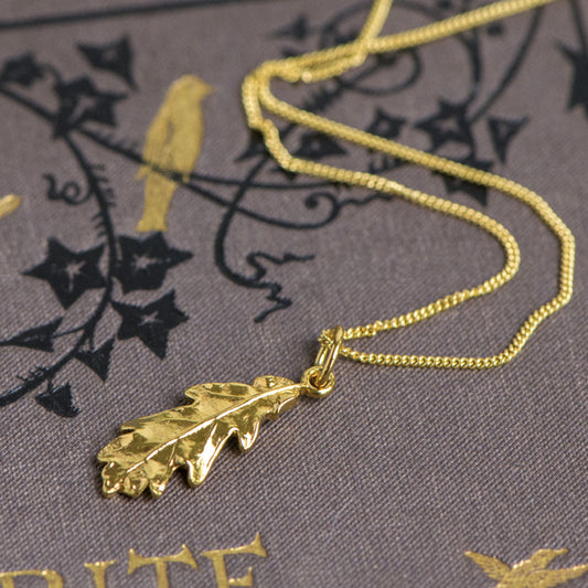 Small 18ct Gold Vermeil Oak Leaf Pendant