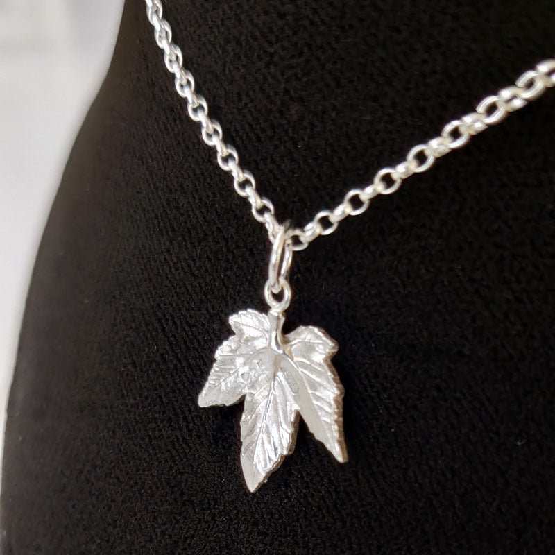 Small silver Sycamore leaf pendant - back