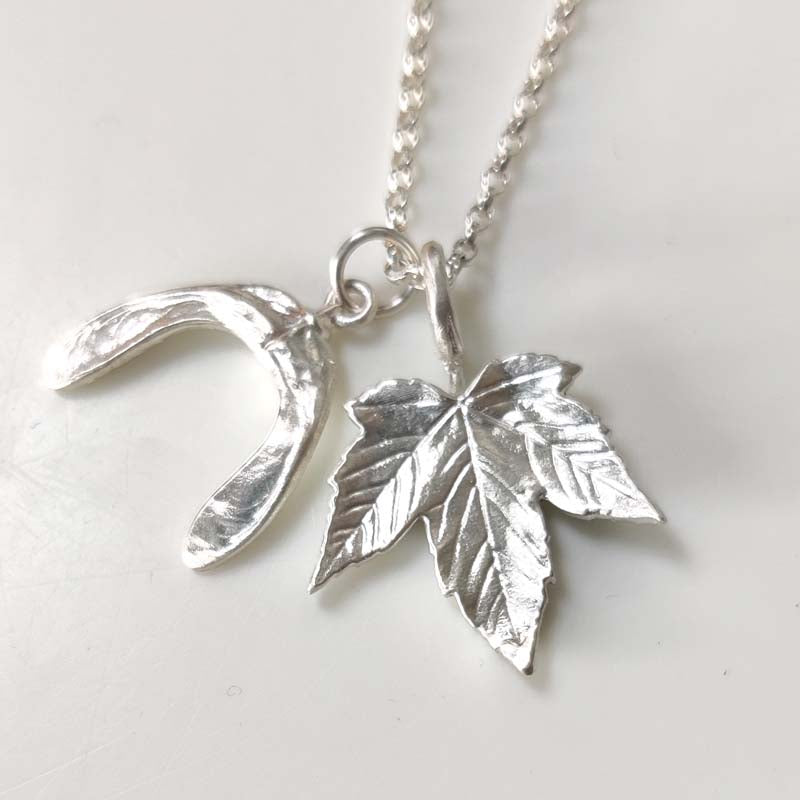 Small sycamore seed & medium leaf pendants