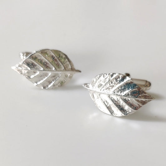 Silver Beech leaf Cufflinks