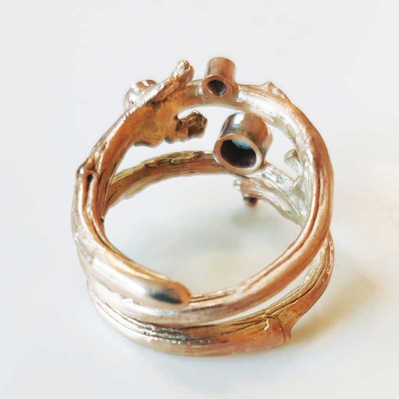 9ct Rose Gold & Sapphire Oak Twig Ring